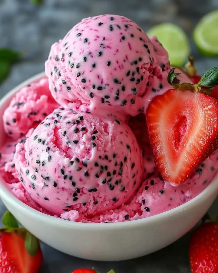 🍓🐉 Homemade Dragonfruit Strawberry Ice Cream 🍦✨