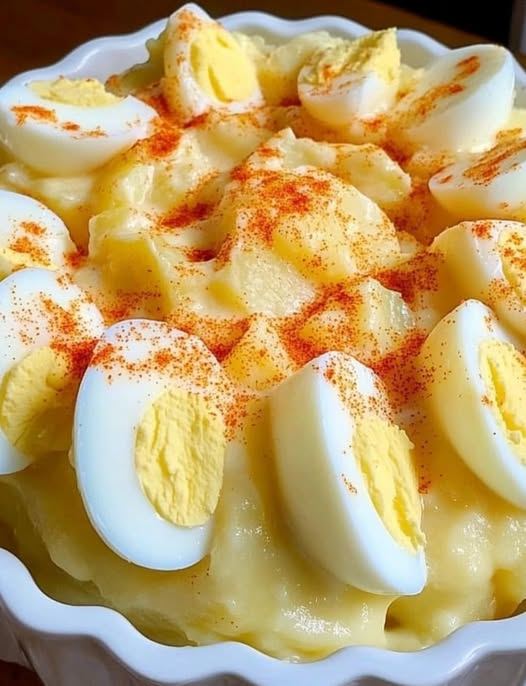 “This Southern potato salad recipe combines warm potatoes… mustard, and relish for an old-fashioned classic.”
