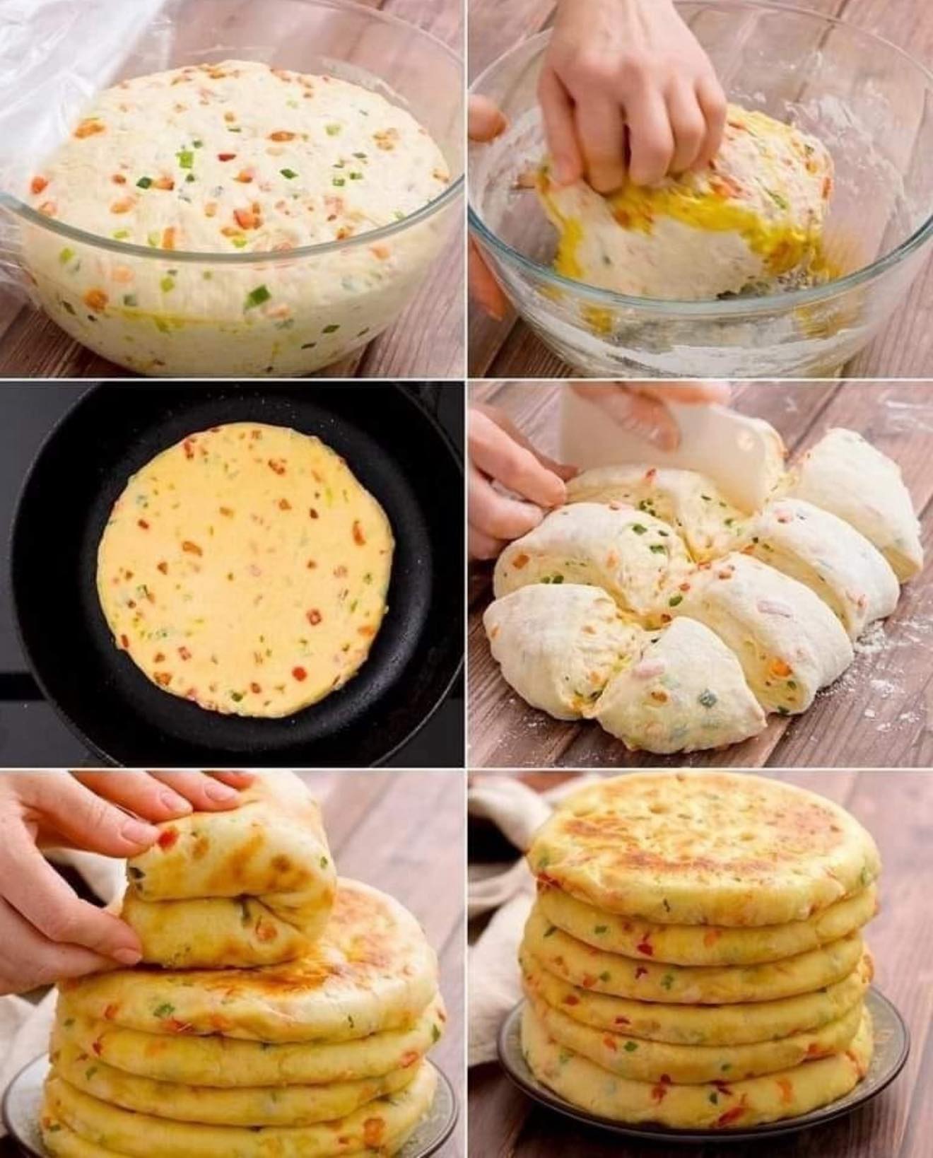 Vegetable Stuffed Flatbreads or Savory Pancakes.