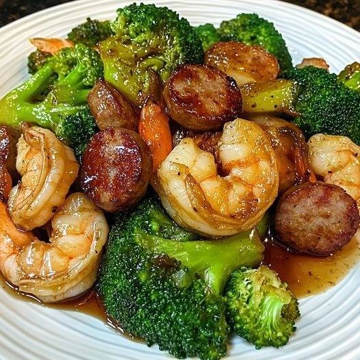 Honey Garlic Shrimp with Sausage & Broccoli