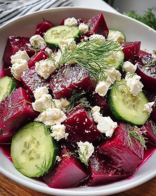 Beet Salad with Feta, Cucumbers, and Dill