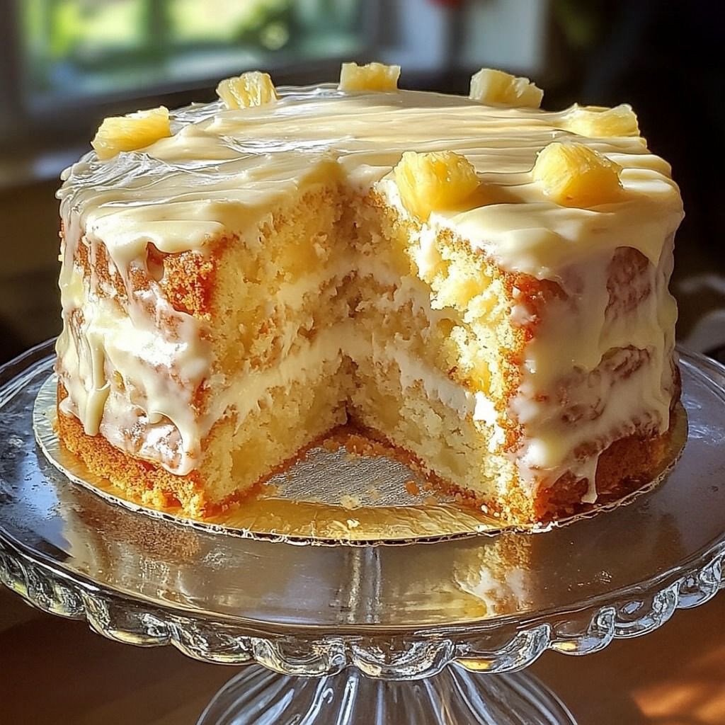 Pineapple Layer Cake with Glaze – Moist Tropical Dessert