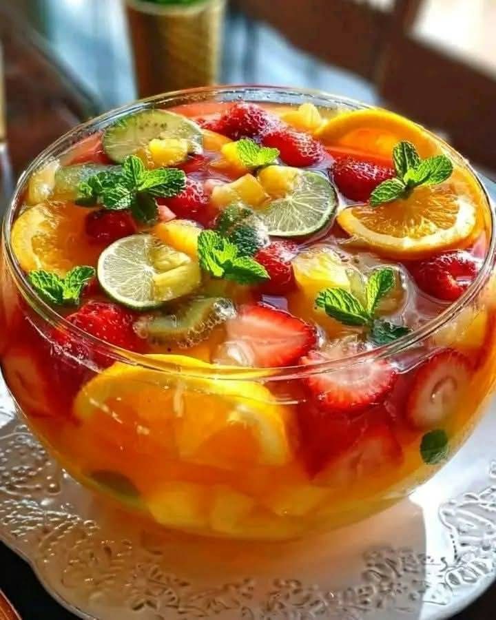 Tropical Fruit Summer Punch Bowl