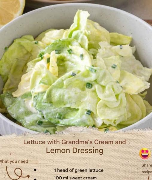 Lettuce with Grandma’s cream and lemon dressing – The creamy classic for the family