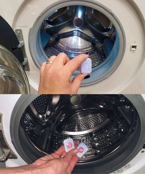Why is it important to put dishwasher tablets in the washing machine