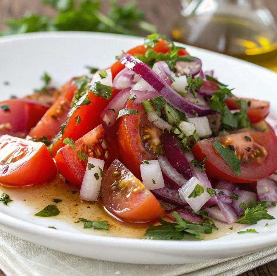 Fresh Tomato and Red Onion Salad with Herb Vinaigrette